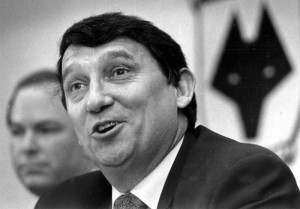 Graham Taylor holding court at Molineux, with Jonathan Hayward in the background. 