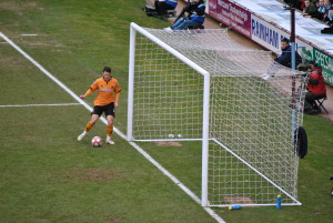 Matt Jarvis touches in a goal for Wolves at Burnley. 