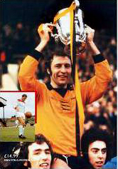The back cover of The Valley Wanderer showing him as a successful Wolves captain. 